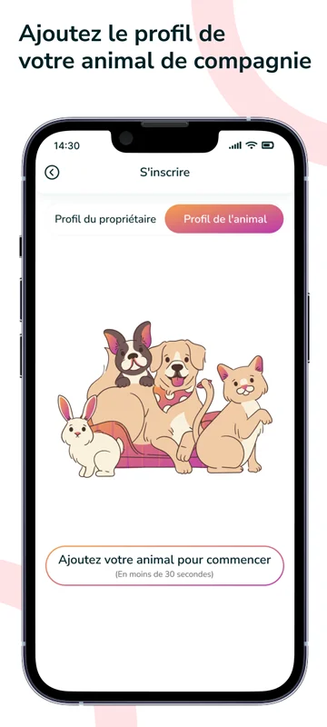 Écran ajouter votre animal PetMeeter
